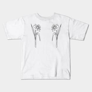 black daffodil rose flower Kids T-Shirt